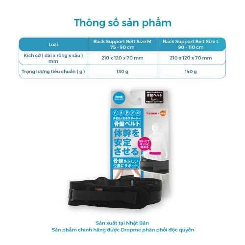 Đai hỗ trợ bảo vệ thắt lưng và xương chậu Orange Care Teijin (size:L)